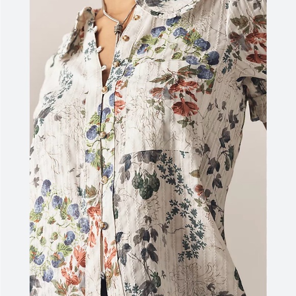 Pilcro by Anthropologie The Kiera Collard Button Front Blouse Size Small NWT - Picture 2 of 11